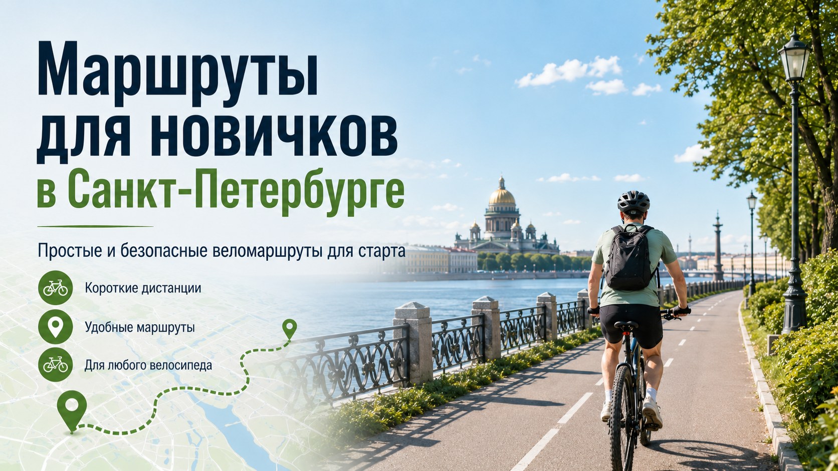 Обложка статьи «Маршруты для новичков в Санкт-Петербурге - лучшие веломаршруты для начинающих»